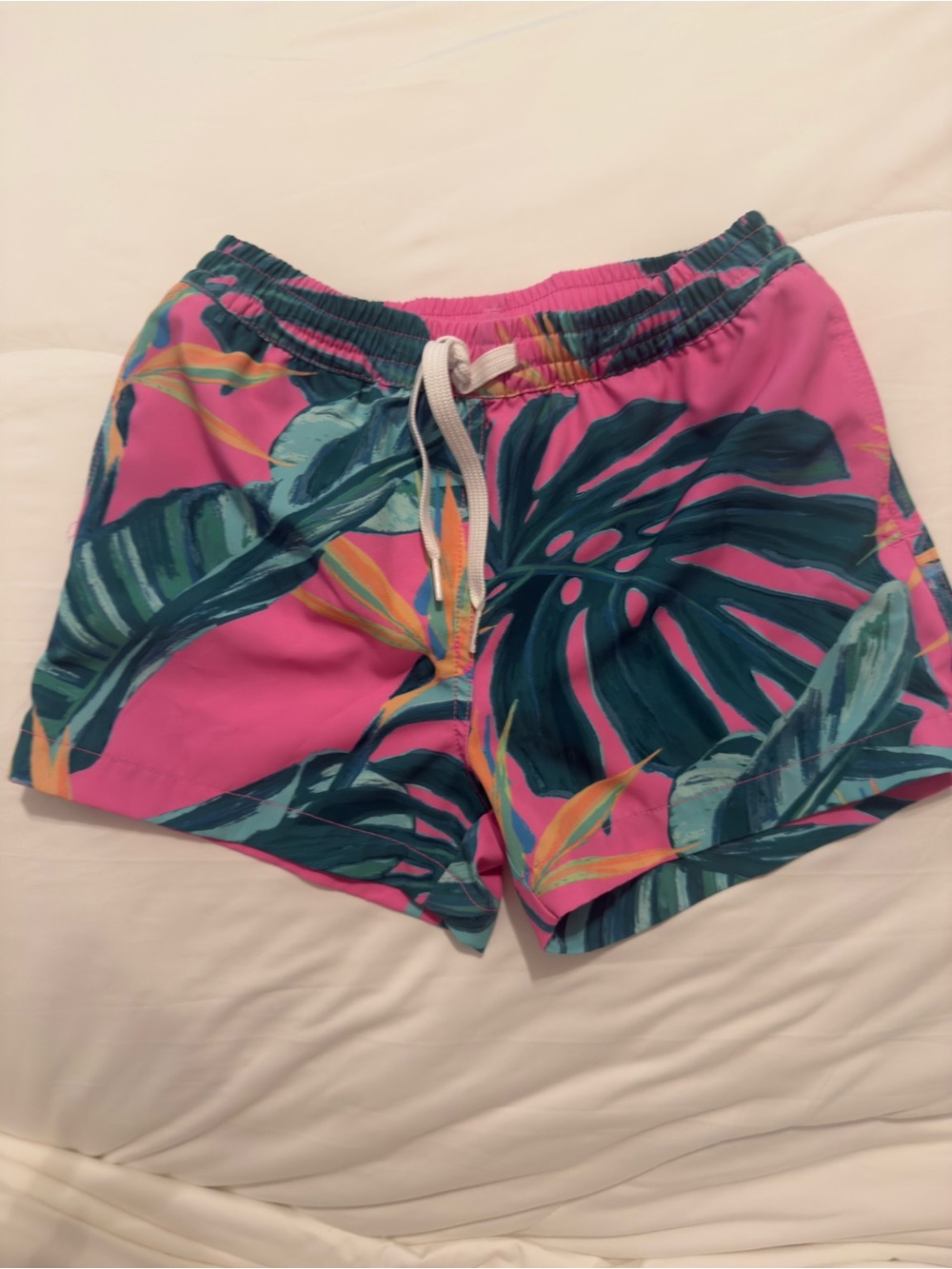 Chubbies boys S (8/9) Pink Palm Print Swim Shorts